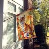 Malayan Cat in Fall Leaves House Flag Large Porch Sleeve Pole Decorative Outside Yard Banner Artwork Wall Hanging, Polyester, House Size, Multicolor