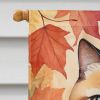 Exotic Shorthair Cat in Fall Leaves House Flag Large Porch Sleeve Pole Decorative Outside Yard Banner Artwork Wall Hanging, Polyester, House Size