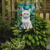 Foreign White Cat By the Christmas Tree Garden Flag Mailbox Flag Decorative Yard Flag Banner Outside Patio Artwork Yard Flower Beds, Garden Size