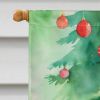 Havana Brown Cat By the Christmas Tree House Flag Large Porch Sleeve Pole Decorative Outside Yard Banner Artwork Wall Hanging, Polyester, House Size