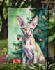 Peterbald Cat By the Christmas Tree Garden Flag Mailbox Flag Decorative Yard Flag Banner Outside Patio Artwork Yard Flower Beds, Garden Size