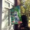 British Shorthair Cat By the Christmas Tree House Flag Large Porch Sleeve Pole Decorative Outside Yard Banner Artwork Wall Hanging, Polyester