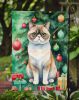 Exotic Shorthair Cat By the Christmas Tree Garden Flag Mailbox Flag Decorative Yard Flag Banner Outside Patio Artwork Yard Flower Beds, Garden Size