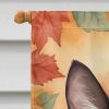 Snowshoe Cat in Fall Leaves House Flag Large Porch Sleeve Pole Decorative Outside Yard Banner Artwork Wall Hanging, Polyester, House Size, Multicolor