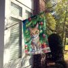 Pixie Bob Cat By the Christmas Tree House Flag Large Porch Sleeve Pole Decorative Outside Yard Banner Artwork Wall Hanging, Polyester, House Size