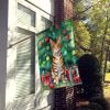 Toyger Cat By the Christmas Tree House Flag Large Porch Sleeve Pole Decorative Outside Yard Banner Artwork Wall Hanging, Polyester, House Size