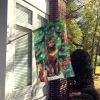 York Chocolate Cat By the Christmas Tree House Flag Large Porch Sleeve Pole Decorative Outside Yard Banner Artwork Wall Hanging, Polyester, House Size