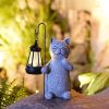 Solar Lights Resin Cat Waterproof Lantern Weather-Resistant Garden Lights Mini Statue Cat Outdoor Lantern Garden Ornament Light