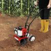 52CC Garden Tiller Gasoline1.9KW 2-stroke Mini Gasoline Engine Tiller Wheel Drive Farm Tiller with Safe Handle 5cm Tiller Width