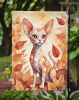 Devon Rex Cat in Fall Leaves Garden Flag Mailbox Flag Decorative Yard Flag Banner Outside Patio Artwork Yard Flower Beds, Garden Size, Multicolor