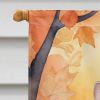 European Shorthair Cat in Fall Leaves House Flag Large Porch Sleeve Pole Decorative Outside Yard Banner Artwork Wall Hanging, Polyester, House Size