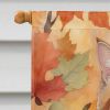 Manx Cat in Fall Leaves House Flag Large Porch Sleeve Pole Decorative Outside Yard Banner Artwork Wall Hanging, Polyester, House Size, Multicolor