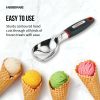 Farberware Soft Grips Stainless Steel Ice Cream Scoop with Rubber Black Handle and Red Accents