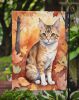 Oregon Rex Cat in Fall Leaves Garden Flag Mailbox Flag Decorative Yard Flag Banner Outside Patio Artwork Yard Flower Beds, Garden Size, Multicolor