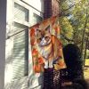 Exotic Shorthair Cat in Fall Leaves House Flag Large Porch Sleeve Pole Decorative Outside Yard Banner Artwork Wall Hanging, Polyester, House Size