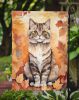 Selkirk Rex Cat in Fall Leaves Garden Flag Mailbox Flag Decorative Yard Flag Banner Outside Patio Artwork Yard Flower Beds, Garden Size, Multicolor