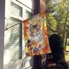 Norwegian Forest Cat in Fall Leaves House Flag Large Porch Sleeve Pole Decorative Outside Yard Banner Artwork Wall Hanging, Polyester, House Size