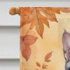 Egyptian Mau Cat in Fall Leaves House Flag Large Porch Sleeve Pole Decorative Outside Yard Banner Artwork Wall Hanging, Polyester, House Size