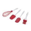 Farberware 4-Piece Whisk, Spatula, Spoon Spatula and Basting Brush Silicone Set in Red