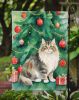 Cymric Cat By the Christmas Tree Garden Flag Mailbox Flag Decorative Yard Flag Banner Outside Patio Artwork Yard Flower Beds, Garden Size, Multicolor