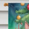 Pixie Bob Cat By the Christmas Tree House Flag Large Porch Sleeve Pole Decorative Outside Yard Banner Artwork Wall Hanging, Polyester, House Size