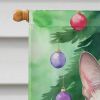 Thai Lilac Cat By the Christmas Tree House Flag Large Porch Sleeve Pole Decorative Outside Yard Banner Artwork Wall Hanging, Polyester, House Size