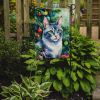 Ojos Azules Cat By the Christmas Tree Garden Flag Mailbox Flag Decorative Yard Flag Banner Outside Patio Artwork Yard Flower Beds, Garden Size