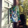 Ojos Azules Cat By the Christmas Tree House Flag Large Porch Sleeve Pole Decorative Outside Yard Banner Artwork Wall Hanging, Polyester, House Size