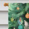 Norwegian Forest Cat By the Christmas Tree House Flag Large Porch Sleeve Pole Decorative Outside Yard Banner Artwork Wall Hanging, Polyester