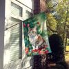 Munchkin Cat By the Christmas Tree House Flag Large Porch Sleeve Pole Decorative Outside Yard Banner Artwork Wall Hanging, Polyester, House Size