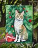 Oregon Rex Cat By the Christmas Tree Garden Flag Mailbox Flag Decorative Yard Flag Banner Outside Patio Artwork Yard Flower Beds, Garden Size