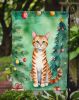 Safari Cat By the Christmas Tree Garden Flag Mailbox Flag Decorative Yard Flag Banner Outside Patio Artwork Yard Flower Beds, Garden Size, Multicolor