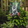 Nebelung Cat By the Christmas Tree Garden Flag Mailbox Flag Decorative Yard Flag Banner Outside Patio Artwork Yard Flower Beds, Garden Size