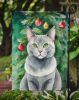 Korat Cat By the Christmas Tree Garden Flag Mailbox Flag Decorative Yard Flag Banner Outside Patio Artwork Yard Flower Beds, Garden Size, Multicolor