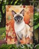 Colorpoint Shorthair Cat in Fall Leaves Garden Flag Mailbox Flag Decorative Yard Flag Banner Outside Patio Artwork Yard Flower Beds, Garden Size