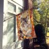 Persian Cat in Fall Leaves House Flag Large Porch Sleeve Pole Decorative Outside Yard Banner Artwork Wall Hanging, Polyester, House Size, Multicolor