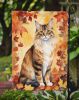 Cymric Cat in Fall Leaves Garden Flag Mailbox Flag Decorative Yard Flag Banner Outside Patio Artwork Yard Flower Beds, Garden Size, Multicolor