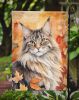 MaineCoon Cat in Fall Leaves Garden Flag Mailbox Flag Decorative Yard Flag Banner Outside Patio Artwork Yard Flower Beds, Garden Size, Multicolor