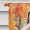 Colorpoint Longhair Cat in Fall Leaves House Flag Large Porch Sleeve Pole Decorative Outside Yard Banner Artwork Wall Hanging, Polyester, House Size