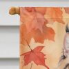 Oriental Longhair Cat in Fall Leaves House Flag Large Porch Sleeve Pole Decorative Outside Yard Banner Artwork Wall Hanging, Polyester, House Size