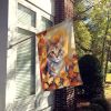 Raas Cat in Fall Leaves House Flag Large Porch Sleeve Pole Decorative Outside Yard Banner Artwork Wall Hanging, Polyester, House Size, Multicolor