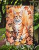 Cheetoh Cat in Fall Leaves Garden Flag Mailbox Flag Decorative Yard Flag Banner Outside Patio Artwork Yard Flower Beds, Garden Size, Multicolor