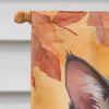 Lykoi Cat in Fall Leaves House Flag Large Porch Sleeve Pole Decorative Outside Yard Banner Artwork Wall Hanging, Polyester, House Size, Multicolor