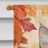 American Curl Cat in Fall Leaves House Flag Large Porch Sleeve Pole Decorative Outside Yard Banner Artwork Wall Hanging, Polyester, House Size