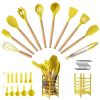 Hecef 32 PCS Silicone Cooking Utensils Set, 446°F Heat Resistant BPA Free Turner Tongs,Spatula,Spoon,Brush,Whisk