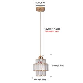 Modern K9 Crystal Pendant Light Led Ceiling Lamp Living Dining Room Nordic Chandelier Aisle Kitchen Island Decor Balcony Fixture (Body Color: Gold 1)