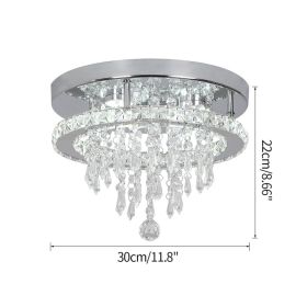 Modern K9 Crystal Chandelier Led For Dining Room Stainless Steel Ceiling Lamp Light Fixture Kitchen Lustres Luminaire Pendant (Body Color: dia30cm, Emitting Color: Warm White)