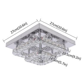 Modern K9 Crystal Chandelier Led For Dining Room Stainless Steel Ceiling Lamp Light Fixture Kitchen Lustres Luminaire Pendant (Body Color: 27cmX27cm, Emitting Color: changeable)