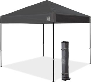 E-Z UP Ambassador Instant Shelter Canopy, 10' x 10', Roller Bag and 4 Piece Spike Set, Steel Gray or White (Color: Gray)