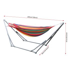 200x150cm Home Indoor Large Without Stand For Bedroom Thicken Widened Foldable Portable Garden Stripe Canvas Hammock Sleeping (Color: Blue)